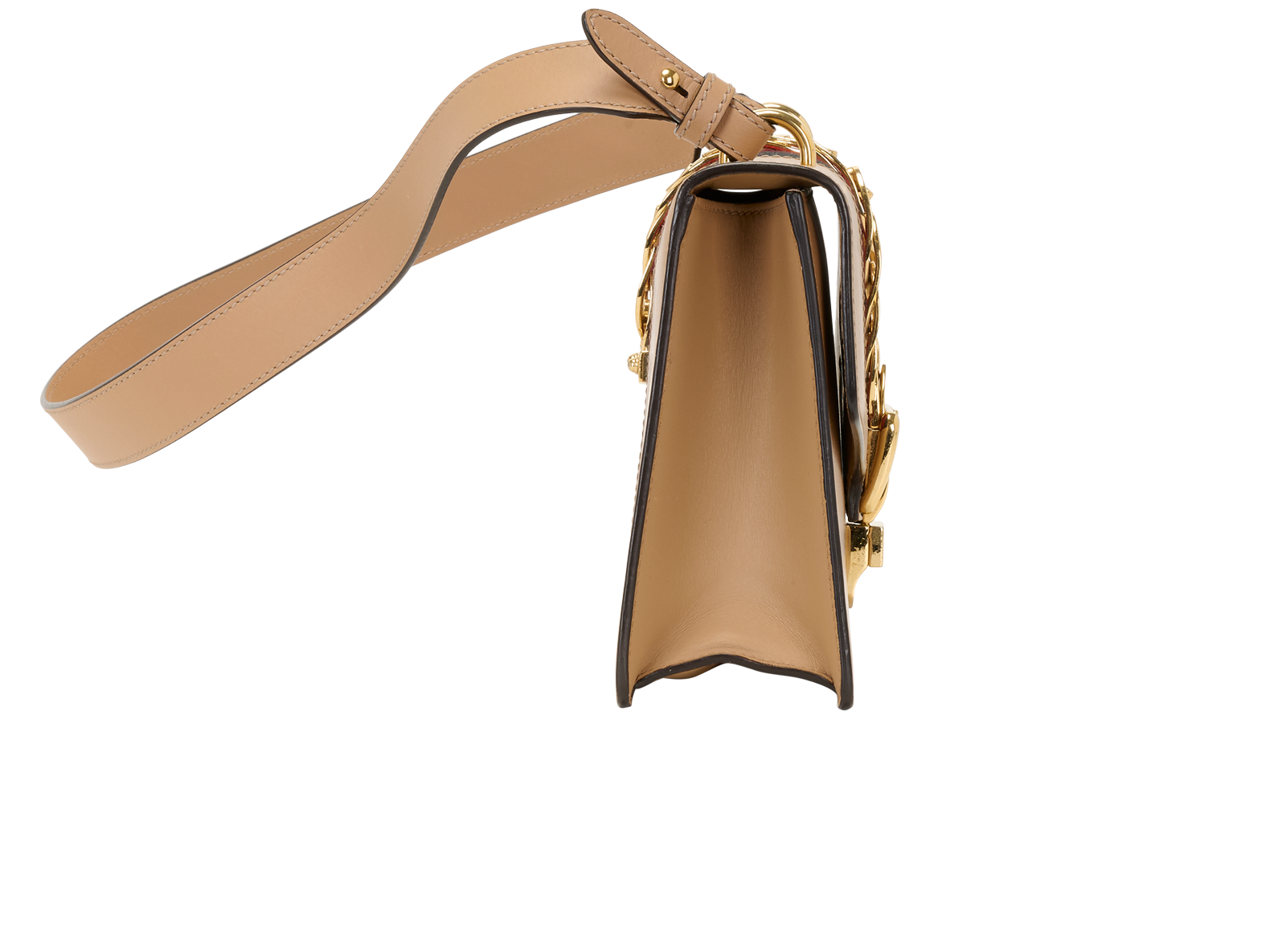 Small Sylvie Shoulder Bag, &pound;795, Handbags, Beige, Leather, Side view